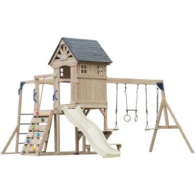AXI Duncan Speeltoestel met Schommels, Klimrekken en Monkey Bars – Crème Glijbaan AXI Duncan Speeltoestel met Schommels, Klimrekken en Monkey Bars – Crème Glijbaan