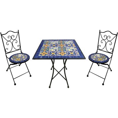 AXI Camilla Mozaïek Bistroset Mediterrane stijl Blauw/geel AXI Camilla Mozaïek Bistroset Mediterrane stijl Blauw/geel