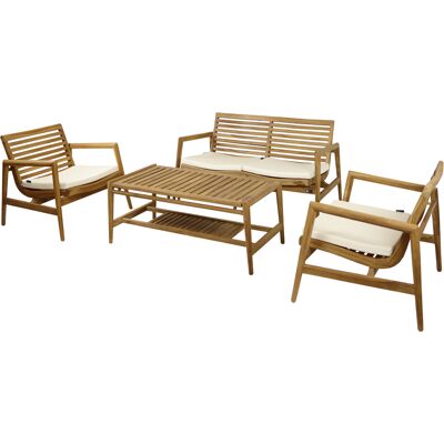 AXI June Loungeset 4-delig met bank, tafel en 2 stoelen Teak/crème AXI June Loungeset 4-delig met bank, tafel en 2 stoelen Teak/crème