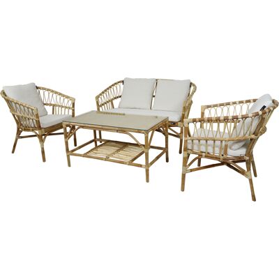 AXI Mary Rotan Loungeset 4-delig met bank, tafel en 2 stoelen Naturel/wit AXI Mary Rotan Loungeset 4-delig met bank, tafel en 2 stoelen Naturel/wit