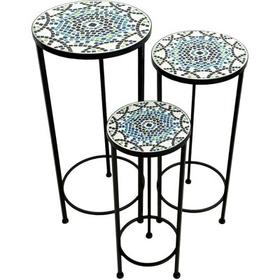 AXI Lola Mozaïek Plantentafel Rond Multikleur - Set 3 stuks AXI Lola Mozaïek Plantentafel Rond Multikleur - Set 3 stuks