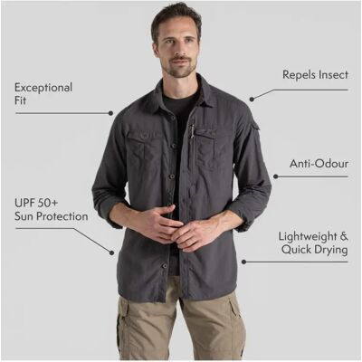 Craghoppers NosiLife Adventure LS Shirt III Heren (Maat - XXL, Kleur - Black Pepper) Craghoppers NosiLife Adventure LS Shirt III Heren (Maat - XXL, Kleur - Black Pepper)