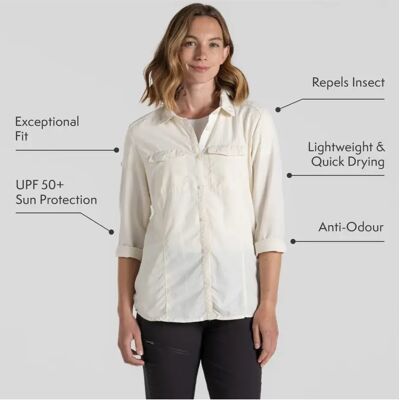 Craghoppers Craghppers NosiLife Adventure LS Shirt III Dames (Maat - 12, Kleur - Sea Salt) Craghoppers Craghppers NosiLife Adventure LS Shirt III Dames (Maat - 12, Kleur - Sea Salt)