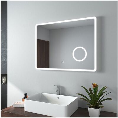 EMKE Badkamer Spiegel - Koel Wit - 3x Vergroting - Met Touchschakelaar - 80x60 cm EMKE Badkamer Spiegel - Koel Wit - 3x Vergroting - Met Touchschakelaar - 80x60 cm