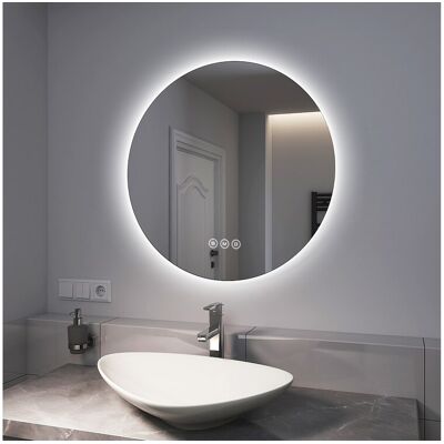 EMKE Verlichte Badkamerspiegel Rond 70 cm – LED Spiegel met Achtergrondverlichting – Touch Schakelaar, Anti-condens, Koud/Neutraal/Warm Wit EMKE Verlichte Badkamerspiegel Rond 70 cm – LED Spiegel met Achtergrondverlichting – Touch Schakelaar, Anti-condens, Koud/Neutraal/Warm Wit