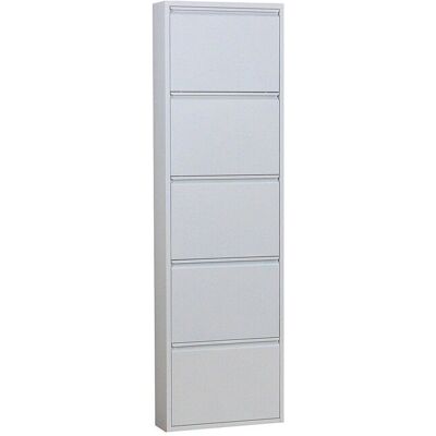 Ebuy24 Pisa Schoenekast - 5 Deuren Metaal Wit Compacte Opbergruimte Ebuy24 Pisa Schoenekast - 5 Deuren Metaal Wit Compacte Opbergruimte