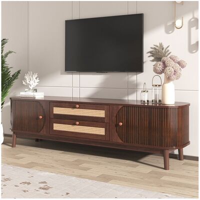 Merax TV-meubel met 2 lades en 3 schuifdeuren - 170 x 39,5 x 46 cm - Spaanplaat - Bruin Merax TV-meubel met 2 lades en 3 schuifdeuren - 170 x 39,5 x 46 cm - Spaanplaat - Bruin