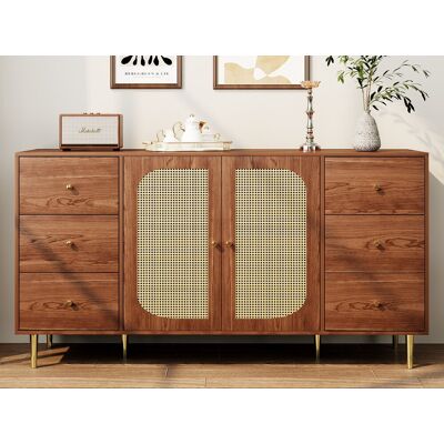 ModernLuxe Buffer 2 deuren en 6 laden - in MDF - Bruin ModernLuxe Buffer 2 deuren en 6 laden - in MDF - Bruin
