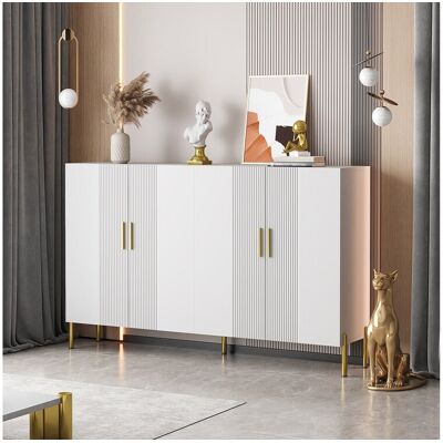 Merax Modern dressoir met 4 deuren - 160 x 36,5 x 100 cm - Spaanplaat - voor eetkamer - Wit Merax Modern dressoir met 4 deuren - 160 x 36,5 x 100 cm - Spaanplaat - voor eetkamer - Wit