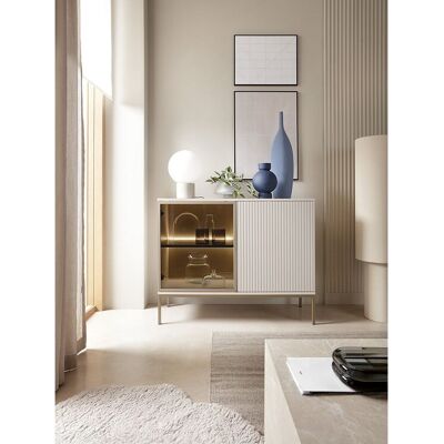 SELSEY 2-deurs dressoir met LED - 104 cm - grijs - TOSENA SELSEY 2-deurs dressoir met LED - 104 cm - grijs - TOSENA