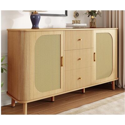 ModernLuxe Modern buffet 140×40×80 cm - met 3 laden en 2 deuren - metalen poten - naturel ModernLuxe Modern buffet 140×40×80 cm - met 3 laden en 2 deuren - metalen poten - naturel