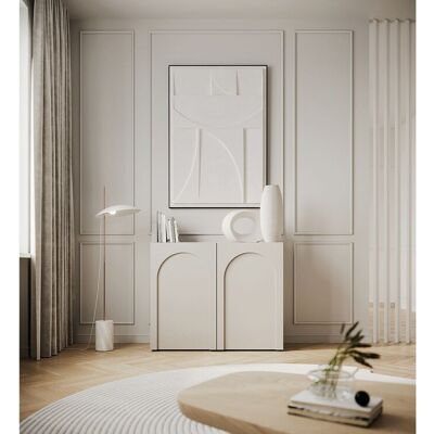 SELSEY Dressoir met 2 deuren – booguitsparing – cachemgrijs – 100 cm – ARKADIA SELSEY Dressoir met 2 deuren – booguitsparing – cachemgrijs – 100 cm – ARKADIA