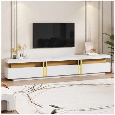 Merax TV-meubel met 3 lades - 200 x 40 x 42 cm - Spaanplaat - Marmerlook - Wit Merax TV-meubel met 3 lades - 200 x 40 x 42 cm - Spaanplaat - Marmerlook - Wit