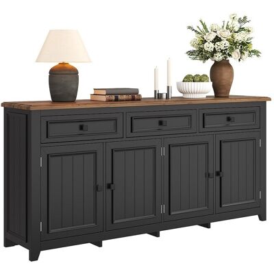 Merax Modern en eenvoudig dressoir - 160 x 35 x 76 cm - woonkamer opbergmeubel - MDF - zwart Merax Modern en eenvoudig dressoir - 160 x 35 x 76 cm - woonkamer opbergmeubel - MDF - zwart