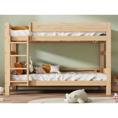 Merax Stapelbed - 2x90x200 cm - frame grenen - inclusief boxspring - natuurlijke kleur Merax Stapelbed - 2x90x200 cm - frame grenen - inclusief boxspring - natuurlijke kleur