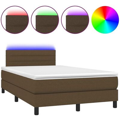 vidaxl Boxspring met matras en LED stof donkerbruin 120x190 cm vidaxl Boxspring met matras en LED stof donkerbruin 120x190 cm