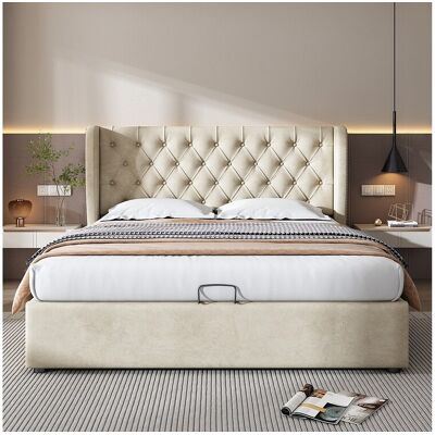 Hauss Spole Tweepersoons opbergbed 160x200 cm – Oorvorm – Beige fluweel (zonder matras) Hauss Spole Tweepersoons opbergbed 160x200 cm – Oorvorm – Beige fluweel (zonder matras)