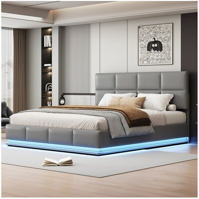 Hauss Spole Tweepersoonsbed met opbergruimte 180x200 cm lichtgrijs in kunstleer, verstelbaar hoofdbord, lattenbodem, zonder matras Hauss Spole Tweepersoonsbed met opbergruimte 180x200 cm lichtgrijs in kunstleer, verstelbaar hoofdbord, lattenbodem, zonder matras