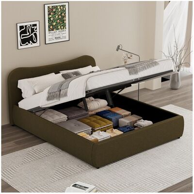Concept-Usine Opbergbed 160x200cm Design Afgerond Ribfluweel Groen Concept-Usine Opbergbed 160x200cm Design Afgerond Ribfluweel Groen