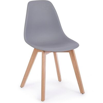 Set van 4 grijze stoelen van polypropyleen met houten poten - SYSTEM Set van 4 grijze stoelen van polypropyleen met houten poten - SYSTEM