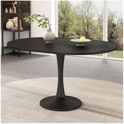 Merax Uitschuifbare eettafel - 100/140 x 100 x 75 cm - eenvoudig en modern - MDF - zwart Merax Uitschuifbare eettafel - 100/140 x 100 x 75 cm - eenvoudig en modern - MDF - zwart