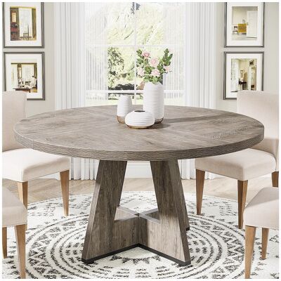 Tribesigns Ronde eettafel 120 cm, keukentafel voor eetkamer/woonkamer, grijs (alleen tafel) Tribesigns Ronde eettafel 120 cm, keukentafel voor eetkamer/woonkamer, grijs (alleen tafel)