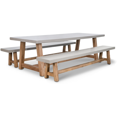 BUITEN living Veltis picknick dining tuinset 6 personen betonlook 250cm BUITEN living Veltis picknick dining tuinset 6 personen betonlook 250cm