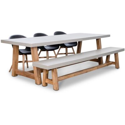 BUITEN living Veltis/Karlstad zwart stoel-bank dining tuinset 6 personen betonlook + kunststof 250cm BUITEN living Veltis/Karlstad zwart stoel-bank dining tuinset 6 personen betonlook + kunststof 250cm