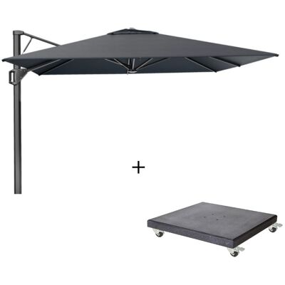 Platinum Beaufort zweefparasol - premium doek 320x320cm met Modena parasolvoet 120kg Faded Black Platinum Beaufort zweefparasol - premium doek 320x320cm met Modena parasolvoet 120kg Faded Black