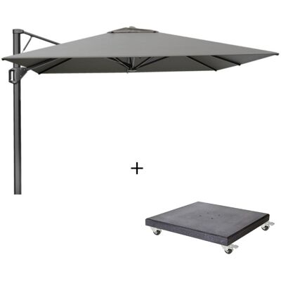 Platinum Beaufort zweefparasol - premium doek 320x320cm met Modena parasolvoet 120kg Manhattan Platinum Beaufort zweefparasol - premium doek 320x320cm met Modena parasolvoet 120kg Manhattan