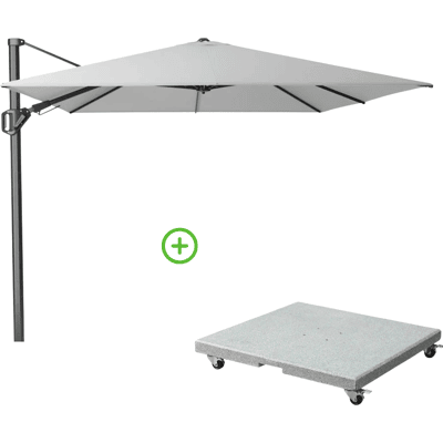 Platinum Challenger T² zweefparasol 350x260cm met Rocca parasolvoet 90kg Light Grey Platinum Challenger T² zweefparasol 350x260cm met Rocca parasolvoet 90kg Light Grey