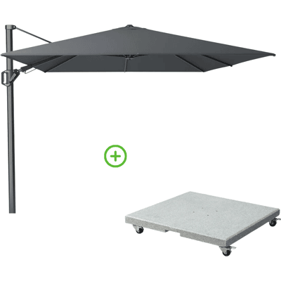 Platinum Challenger T² zweefparasol 350x260cm met Rocca parasolvoet 90kg antraciet Platinum Challenger T² zweefparasol 350x260cm met Rocca parasolvoet 90kg antraciet