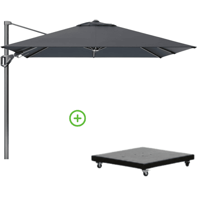 Platinum Voyager T² zweefparasol - premium doek 270x270cm met Monza parasolvoet 90kg Faded Black Platinum Voyager T² zweefparasol - premium doek 270x270cm met Monza parasolvoet 90kg Faded Black