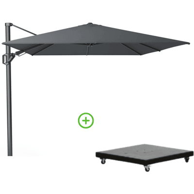 Platinum Challenger T² zweefparasol 350x260cm met Monza parasolvoet 90kg antraciet Platinum Challenger T² zweefparasol 350x260cm met Monza parasolvoet 90kg antraciet