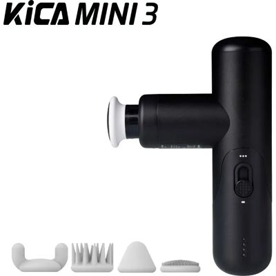 Kica Mini 3 massagepistool, 3000 RPM traploze snelheid, 7 kgf slagkracht, 4 koppen, 255 g lichtgewicht sportspierstimulator Black Kica Mini 3 massagepistool, 3000 RPM traploze snelheid, 7 kgf slagkracht, 4 koppen, 255 g lichtgewicht sportspierstimulator Black