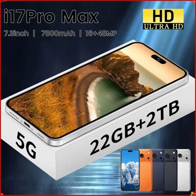 CHOTOG Nieuwe Android 5G Ai 17 Pro Max 7.3HD smartphone, 22GB+2TB, Dual Sim, 7800mAh, ontgrendeld, 16+48MP camera. Blauw CHOTOG Nieuwe Android 5G Ai 17 Pro Max 7.3HD smartphone, 22GB+2TB, Dual Sim, 7800mAh, ontgrendeld, 16+48MP camera. Blauw