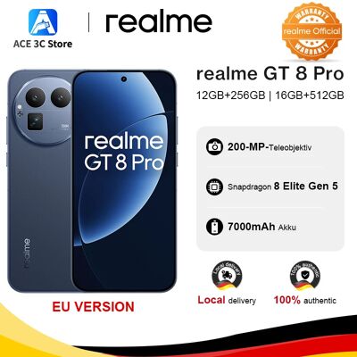 Europese versie van de realme GT 8 Pro 5G-smartphone met Snapdragon 8 Elite Gen 5, 200 MP ultraheldere telelens en 7000 mAh-batterij, NFC Urban Blue Europese versie van de realme GT 8 Pro 5G-smartphone met Snapdragon 8 Elite Gen 5, 200 MP ultraheldere telelens en 7000 mAh-batterij, NFC Urban Blue