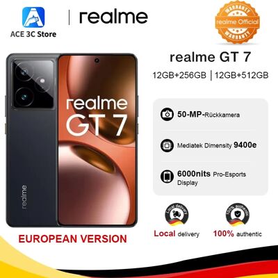 realme GT 7 5G Smartphone, Europese versie, MTK Dimensity 9400e, 6000nits Pro-Esports display, 7000mAh batterij, 120W Ultra Charge zwart realme GT 7 5G Smartphone, Europese versie, MTK Dimensity 9400e, 6000nits Pro-Esports display, 7000mAh batterij, 120W Ultra Charge zwart