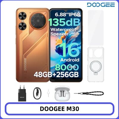 DOOGEE M30 Smartphone Android 16 48GB+256GB IP68 135dB Grote luidspreker 6,88” 120Hz display 8000mAh batterij 64MP camera Mobiele telefoon 6GB 256GB Silver DOOGEE M30 Smartphone Android 16 48GB+256GB IP68 135dB Grote luidspreker 6,88” 120Hz display 8000mAh batterij 64MP camera Mobiele telefoon 6GB 256GB Silver