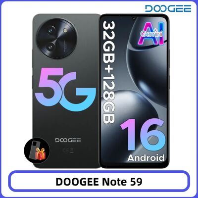 DOOGEE Note 59 5G-smartphone 32 GB 128 GB 6250 mAh Grote batterij 6,75 "120 Hz UNISOC T8200 Octa Core Android 15 Widevine L1 NFC 8GB 128GB Black DOOGEE Note 59 5G-smartphone 32 GB 128 GB 6250 mAh Grote batterij 6,75 "120 Hz UNISOC T8200 Octa Core Android 15 Widevine L1 NFC 8GB 128GB Black