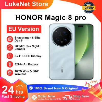 HONOR Magic 8 Pro 5G EU-versie smartphone Snapdragon 8 Elite Gen 5 200MP camera 6270mAh 100W 6.71''OLED NFC ESIM Honor Sky Cyan HONOR Magic 8 Pro 5G EU-versie smartphone Snapdragon 8 Elite Gen 5 200MP camera 6270mAh 100W 6.71''OLED NFC ESIM Honor Sky Cyan