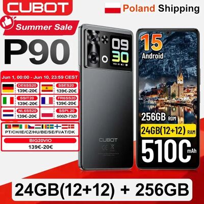 Verzending vanuit Polen: Cubot P90 Smartphone Android 15 24(12+12)GB + 256GB 6.88" 120Hz 64MP 5100mAh Mobiele telefoon NFC vingerafdrukscanner Paars Verzending vanuit Polen: Cubot P90 Smartphone Android 15 24(12+12)GB + 256GB 6.88" 120Hz 64MP 5100mAh Mobiele telefoon NFC vingerafdrukscanner Paars