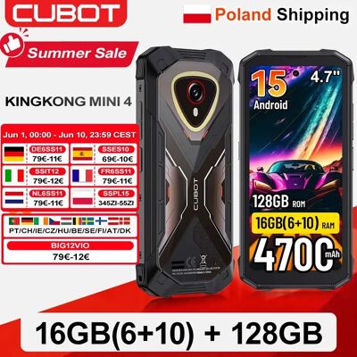 Verzending vanuit Polen: Cubot KingKong Mini 4 Mini Robuuste Smartphone 4,7-inch 90Hz Scherm 4700mAh 6GB+128GB NFC 48MP Android 15 6GB+128GB Green Verzending vanuit Polen: Cubot KingKong Mini 4 Mini Robuuste Smartphone 4,7-inch 90Hz Scherm 4700mAh 6GB+128GB NFC 48MP Android 15 6GB+128GB Green