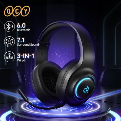 QCY Heroad V200 Gaming over-ear hoofdtelefoon Draadloos Bluetooth 6.0 met microfoon 50 mm driver 7.1 surround sound Dynamische EQ RGB-headset BLACK QCY Heroad V200 Gaming over-ear hoofdtelefoon Draadloos Bluetooth 6.0 met microfoon 50 mm driver 7.1 surround sound Dynamische EQ RGB-headset BLACK