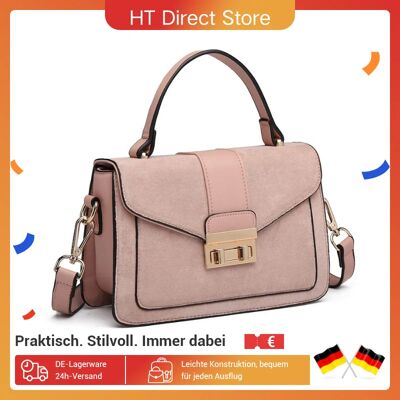 Miss Lulu Dames Schoudertas Medium Faux Leer En Suède Vintage Flap Crossbody Tas Ovaal Metaal Sierlijk Roze Miss Lulu Dames Schoudertas Medium Faux Leer En Suède Vintage Flap Crossbody Tas Ovaal Metaal Sierlijk Roze