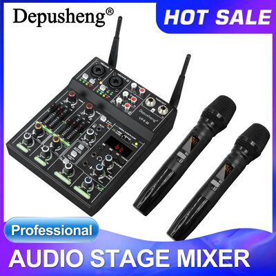 Audio Mixer 4 Kanaals High Power Amplifie Geluidsmixing met Microfoon Depusheng UF4-M Digitale Board Console voor Karaoke Podium UF4-M Audio Mixer 4 Kanaals High Power Amplifie Geluidsmixing met Microfoon Depusheng UF4-M Digitale Board Console voor Karaoke Podium UF4-M