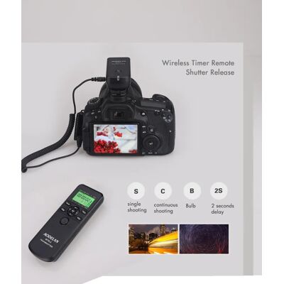 AODELAN WTR-2 externe sluiter, camera-intervalometer timer, draadloze time-lapse-controller voor lange belichtingsduur met lampmodus, HDR Auto Bracket With N10 Cable AODELAN WTR-2 externe sluiter, camera-intervalometer timer, draadloze time-lapse-controller voor lange belichtingsduur met lampmodus, HDR Auto Bracket With N10 Cable
