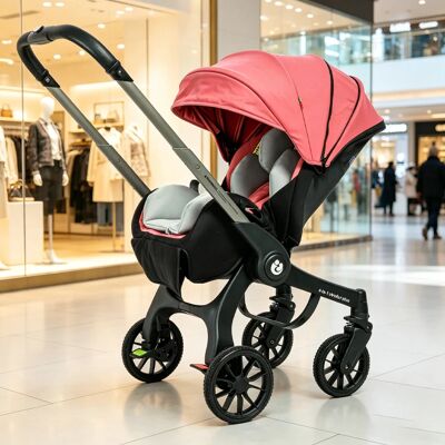 Warm house Inklapbare kinderwagen Multifunctionele babywagen voor pasgeborenen, draagbaar, lichtgewicht, 3-in-1 kinderwagen Roze Warm house Inklapbare kinderwagen Multifunctionele babywagen voor pasgeborenen, draagbaar, lichtgewicht, 3-in-1 kinderwagen Roze