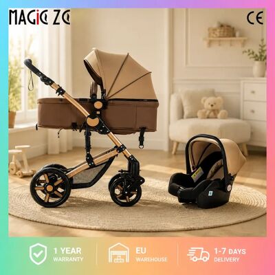 Magic ZC(母婴) 3-in-1 kinderwagen reissysteem, omkeerbare converteerbare wieg met babyautostoeltje, vijfpuntsveiligheidsgordel, rem met één voetpedaal, schokabsorberende EVA-wielen met grote diameter, lichtgewicht B588-Black Magic ZC(母婴) 3-in-1 kinderwagen reissysteem, omkeerbare converteerbare wieg met babyautostoeltje, vijfpuntsveiligheidsgordel, rem met één voetpedaal, schokabsorberende EVA-wielen met grote diameter, lichtgewicht B588-Black