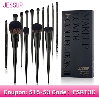 Jessup Make-up Kwasten Set, 10-14 Stuks Make Up Borstel Contour Foundation Poeder Oogschaduw Hoogtepunt Blending Concealer Liner T336 Jessup Make-up Kwasten Set, 10-14 Stuks Make Up Borstel Contour Foundation Poeder Oogschaduw Hoogtepunt Blending Concealer Liner T336